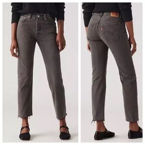 Levi's 501 Original Cropped High Rise Women's Jeans Cotton Black Wash W30 L28